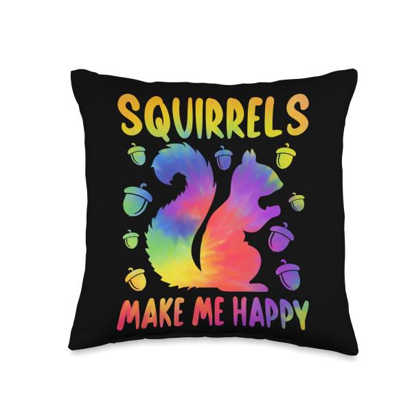 Squirrels Make Me Happy Throw Pillow