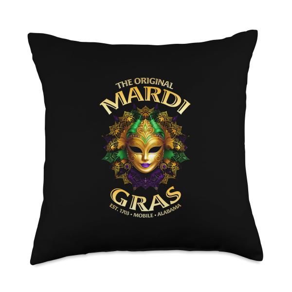 The Original Mobile Alabama Mardi Gras Throw Pillow