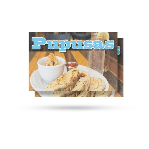 Pupusas Vinyl Decal 2 Pack of 18 Inch x 24 Inch Weatherproof Heavy-Duty Adhesive Backing | Authentic Salvadoran Cuisine, Freshly Made, Food Promotions