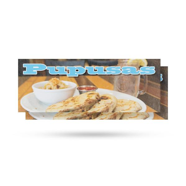 Pupusas Vinyl Decal 2 Pack of 12 Inch x 5 Inch Weatherproof Heavy-Duty Adhesive Backing | Authentic Salvadoran Cuisine, Freshly Made, Food Promotions