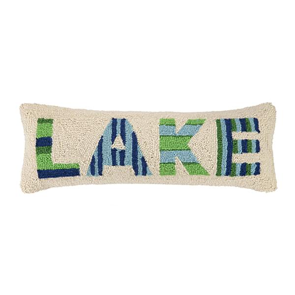 Lake Wool Hook Pillow for Lake House or Cabin by The Pillow Shoppe, 8x24 Oblong