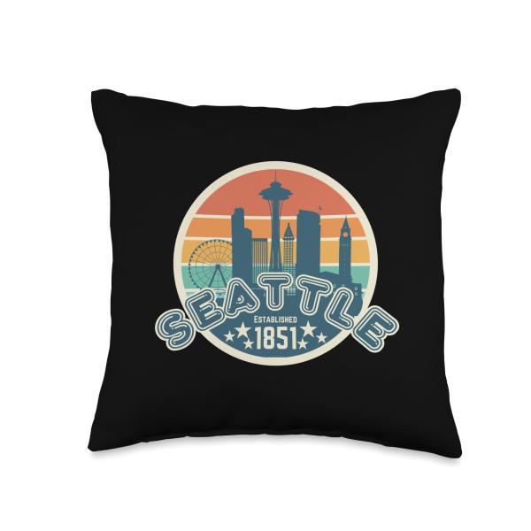 Seattle Space Needle Washington Men Women Kids Boys Girls Throw Pillow