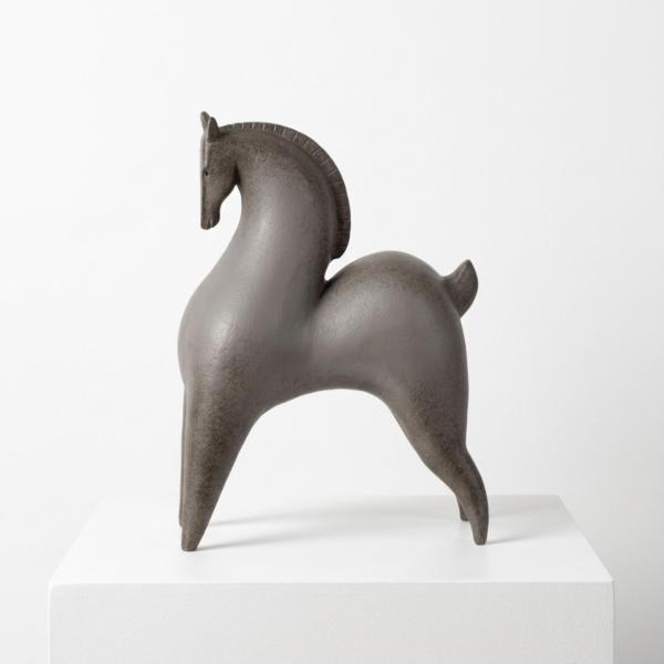 Sagebrook Home 12" Grey Curved Horse Figurine, Polyresin