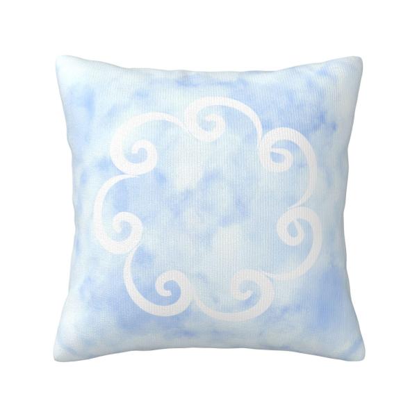Decorative Throw Pillow with Spiral Design, Light Blue and White, Watercolor Pattern 18 x 18 inches