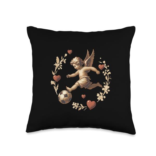 Valentines Day Cupid Classic Painting Soccer Boys Youth Teen Throw Pillow