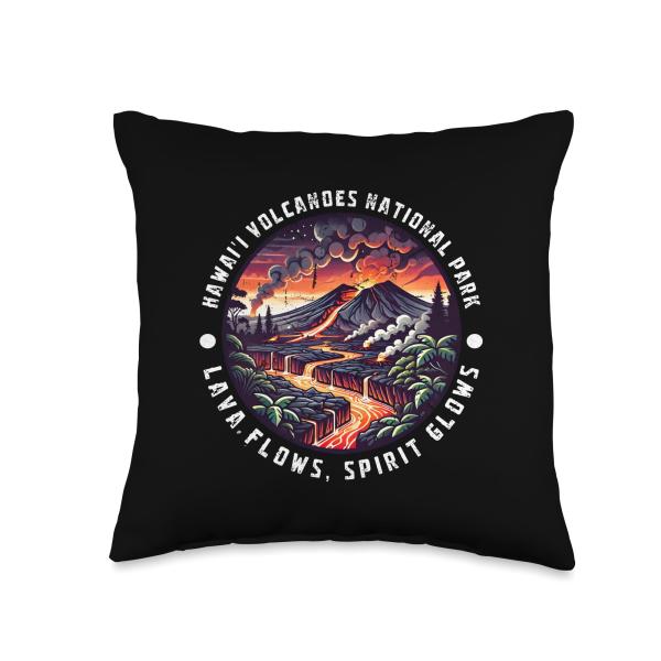 Hawai'i Volcanoes National Park Lava Flows Spirit Glows Throw Pillow