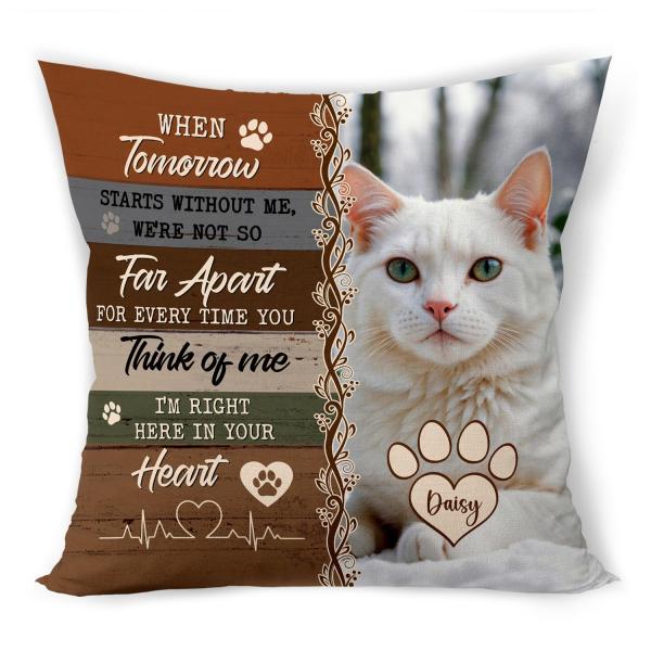 HAIHAUPOD Custom Cat Memorial Throw Pillow (Insert Included), Cat Memorial Gifts, Cat Memorial Pillow, Cat Memorial Gifts for Loss of Cat, Pet Memoria