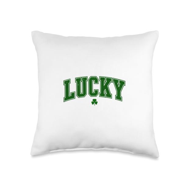 LUCKY Vintage Distressed Saint Patrick Day Throw Pillow