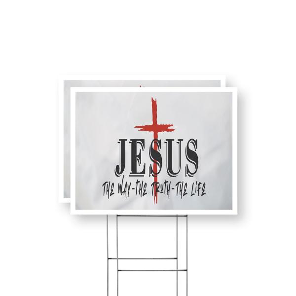 Jesus the Way the Truth the Life Yard Sign 2 Pack of 12 Inch x 16 Inch Double Sided Weatherproof Heavy-Duty Plastic with Stake | Christian Faith, Bibl