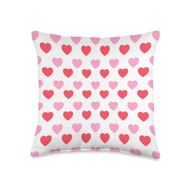 Cute Pink and Red Mini Hearts Pattern for Valentine's Day Throw Pillow