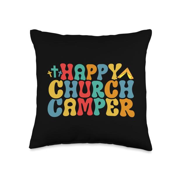 Happy Summer Church Camping Crew Last Day Of School Throw Pillow