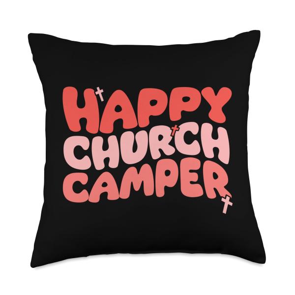 Happy Summer Church Camping Crew Last Day Of School Throw Pillow