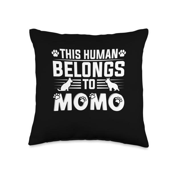 Dog Name Momo Gift Belongs To Pet Dog Momo Throw Pillow