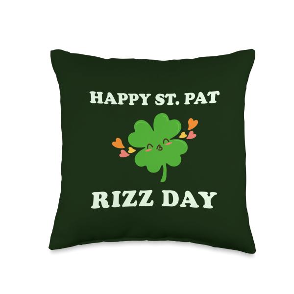 Happy St Pat Rizz Day St. Patrick's 2025 Irish Leprechaun Throw Pillow