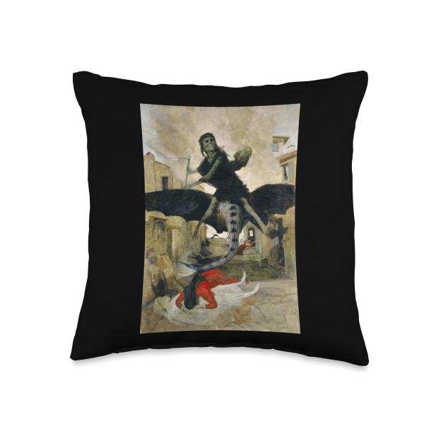 Plague art death horror gothic sickle skull dark Throw Pillow