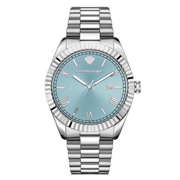 PIERRE RICHARDSON PR9841 Men's Silver Watch - 41mm Stainless Steel, Japanese Quartz, 5ATM Water Resistant