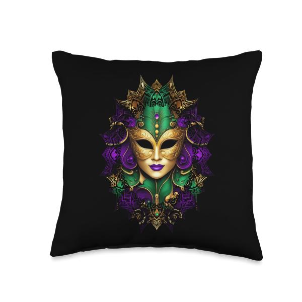 Unique And Beautiful Mardi Gras Ornament Throw Pillow