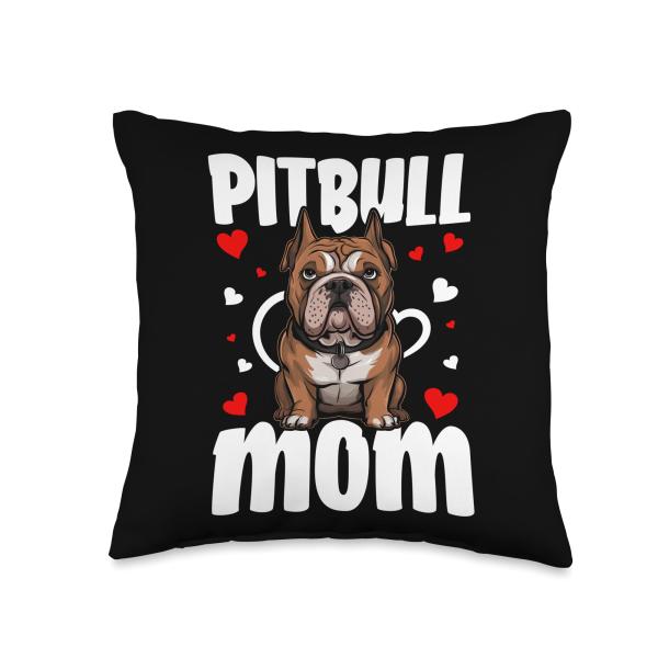 Pitbull Mom Loving Dog Mother's Day Throw Pillow