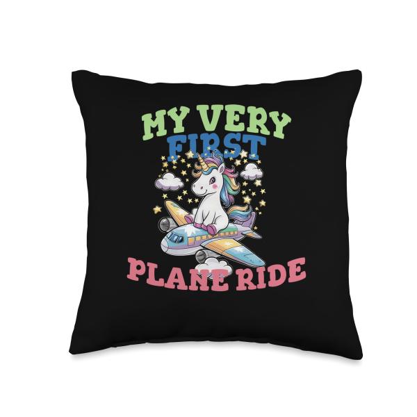 My Very First Plane Ride Unicorn Flight Adventure Throw Pillow