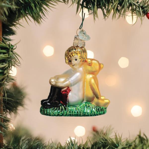 Old World Christmas Winnie and Christopher Robin ガラスオーナメント ホリデーツリー用