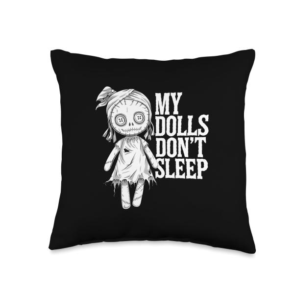Handmade Creepy Doll Maker Tee - Spooky DIY Horror Art Throw Pillow