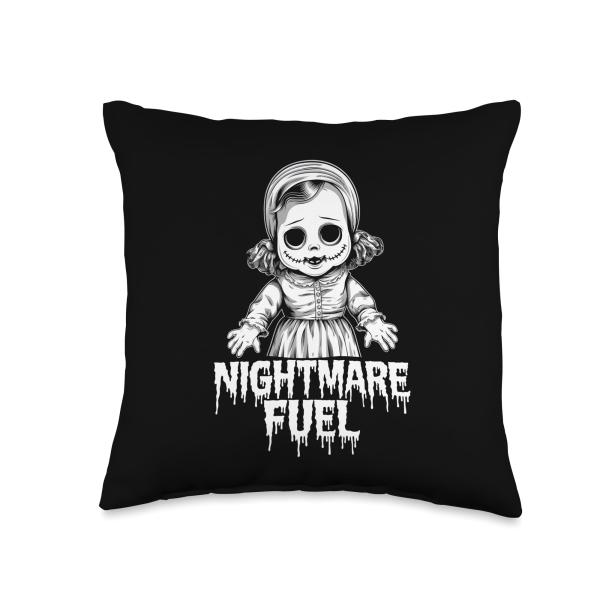 Horror Movie Creepy Doll Tee - Haunted Slasher Killer Art Throw Pillow