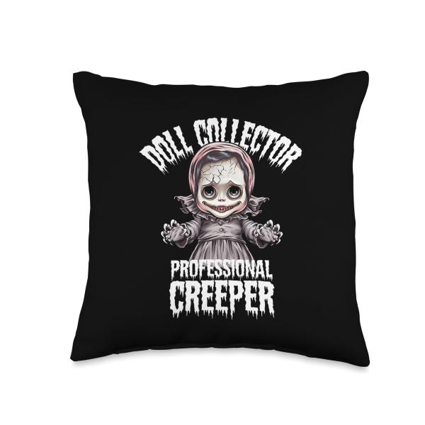 Horror Movie Creepy Doll Tee - Haunted Slasher Killer Art Throw Pillow