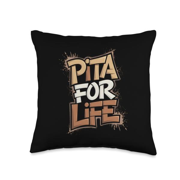 Pita For Life Funny Pita Bread Foodie Flatbread Throw Pillow