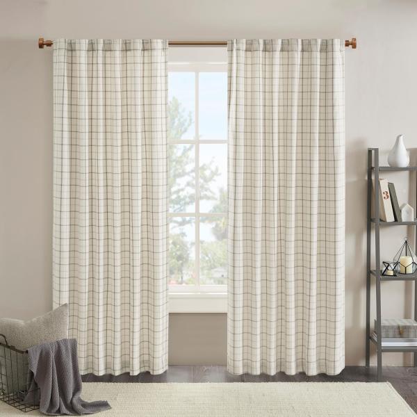 Madison Park Anaheim Cabin Plaid Curtain Window, Thermal Insulated Fleece Lining, Living Room Decor Room Darkening Drape for Bedroom, 1-Single Panel P