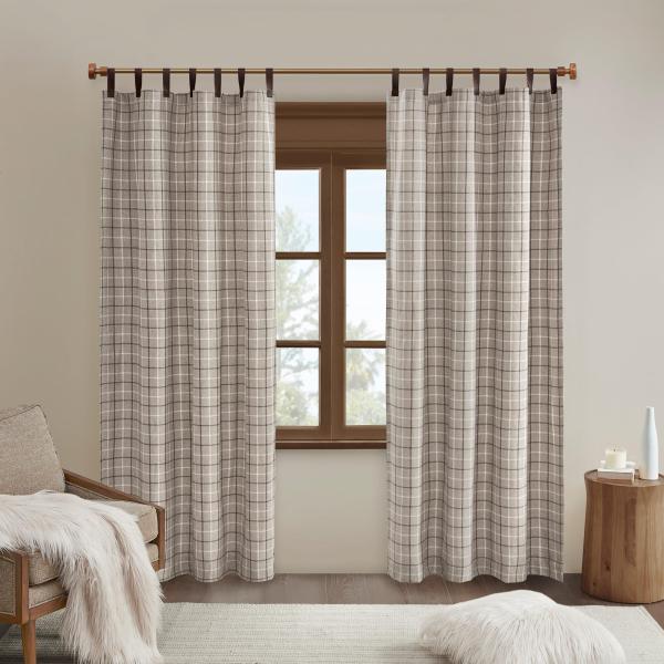 Madison Park Anaheim Cabin Plaid Curtain Window, Thermal Insulated Fleece Lining, Living Room Decor Room Darkening Drape for Bedroom, 1-Single Panel P