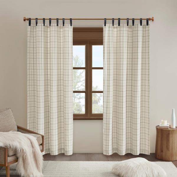 Madison Park Anaheim Cabin Plaid Curtain Window, Thermal Insulated Fleece Lining, Living Room Decor Room Darkening Drape for Bedroom, 1-Single Panel P