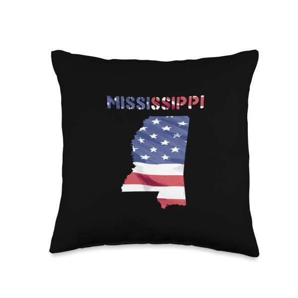 Mississippi pride UNITED STATES AMERICA patriot USA flag Throw Pillow