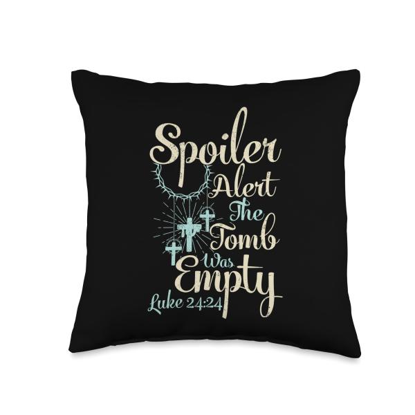 Easter Spoiler Alert Tomb Was Empty Christian Jesus Throw Pillow