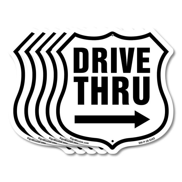 Drive Thru Right Arrow (2 Pack) 12 inch X 12 inch Shield-Shaped Rust-Free Aluminum Metal Signs Weather Resistant Made in the USA