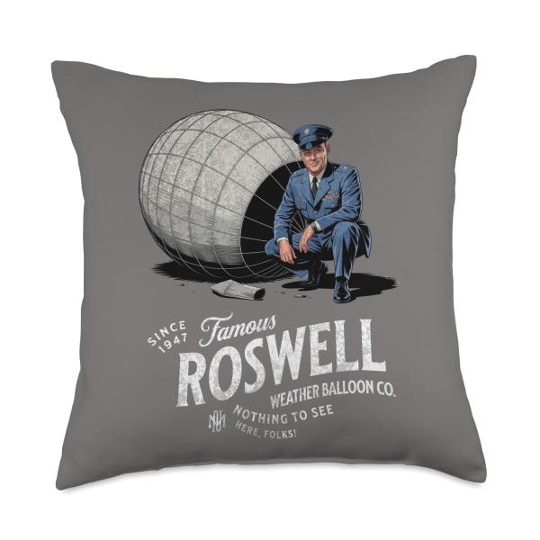 Roswell UFO Crash Weather Balloon Co UAP Alien Conspiracy Throw Pillow
