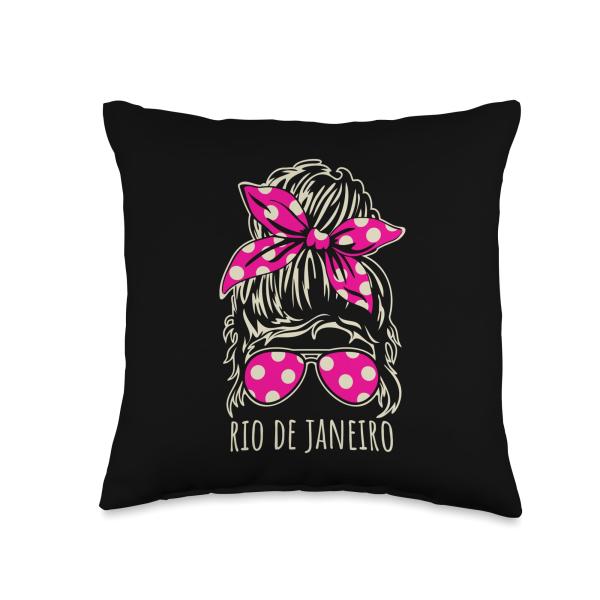 City of Rio de Janeiro Messy Hair Bun Design Throw Pillow