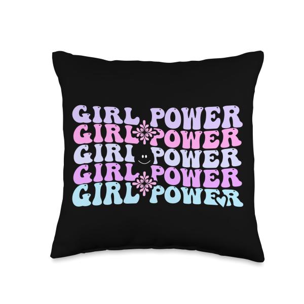 Girl Power Flower Symbol Empowerment Throw Pillow