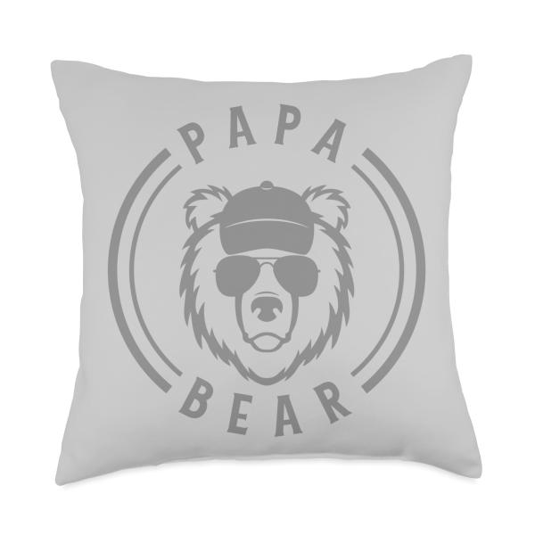 Cool Papa Bear With Sunglasses Fun Daddy Retro Father's Day Throw Pillow