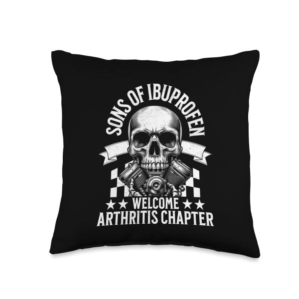 Old Biker Funny Sons Of Ibuprofen Welcome Arthritis Chapter Throw Pillow