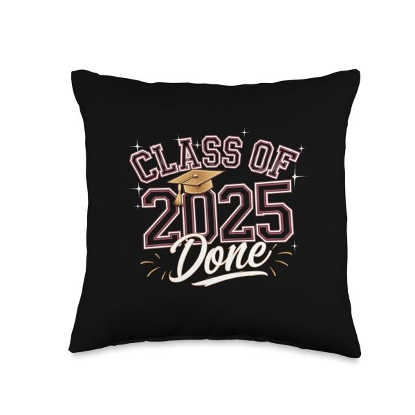 Class of 2025 Done Graduation Bold and Fun Throw Pillow
