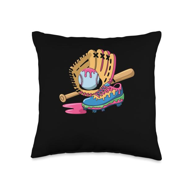 Ice Cream Drip Baseball Stuff Baseball Drip For Boys Throw Pillow