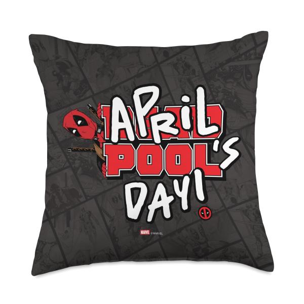Marvel Deadpool April Pool's Day Logo Throw Pillow