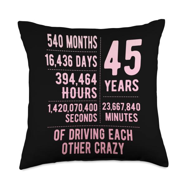 45 Years Married Funny 45th Wedding Anniversary Throw Pillow