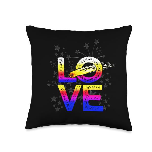 LOVE Meteor Colorful Astronomy Outer Space Meteor Comet Throw Pillow