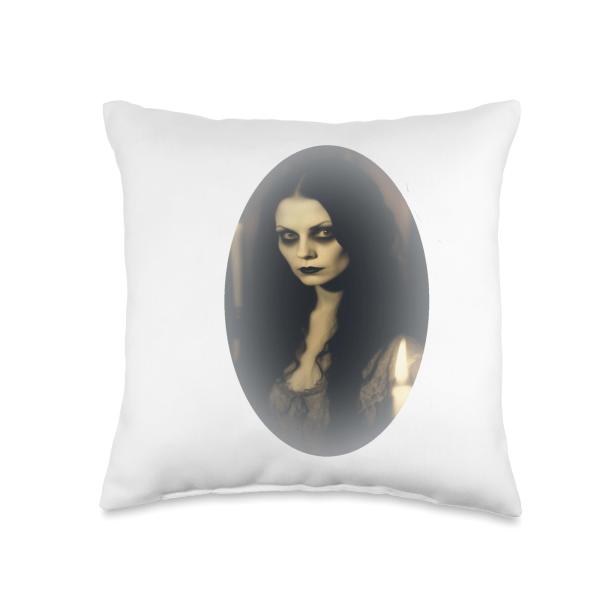 Vintage Gothic Horror Portrait Throw Pillow