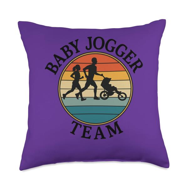 Baby Jogger Team Funny Family Jogging Stroller Workout Gym Throw Pillow