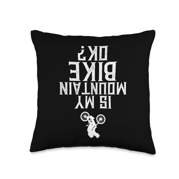 Is My Mountain Bike OK? Funny Cyclist Crashed Biker MTB Joke Throw Pillow