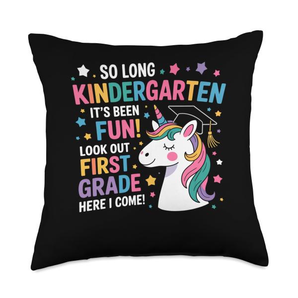 Kindergarten Graduation Party Supplies 2025 Unicorn Kids Throw Pillow