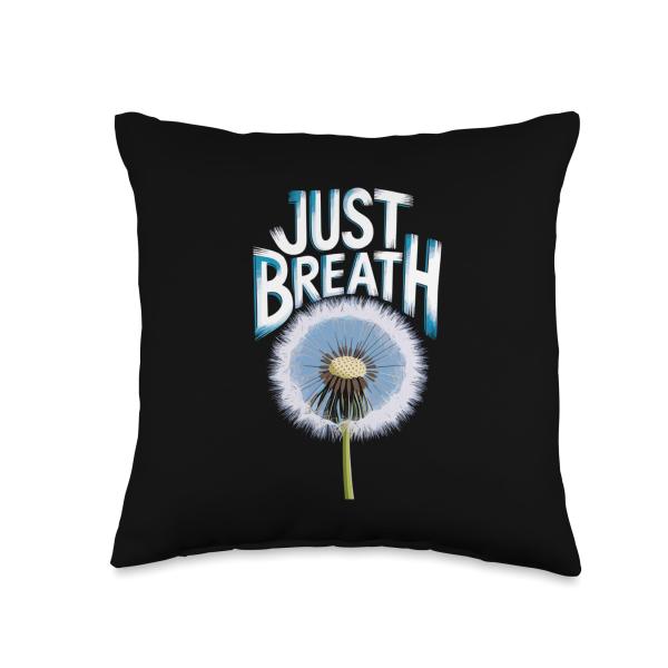 Just Breathe Dandelion Wildflower Botanical Nature Flower Throw Pillow