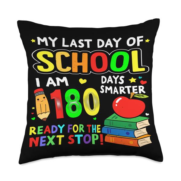 Happy Last Day of School Gifts Boy Girl Kids End of The Year Throw Pillow